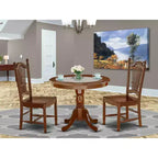 Set Sala da Pranzo Country Francese 3 Pezzi Tavolo e Sedie - Tavolo Rotondo in Legno 36 Pollici con 2 Sedie