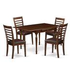 5-Piece Mahogany Finish Solid Wood Top - Rectangular Dining Room Set - Seats 4