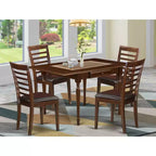 Set da pranzo rettangolare in legno massello finitura mogano a 5 pezzi - 4 posti a sedere