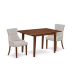 HomeStock 3-Piece Mahogany Finish Rectangular Solid Wood Top With Butterfly Leaf Dining Table Set