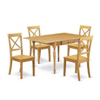 HomeStock 5-Pc Natural Oak Finish Solid Wood Top - Dining Room Set with Dropleaf - Seats 4