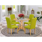 Set tavolo rotondo da cucina 5 pz, tavolo da 107 cm con prolunghe e 4 sedie Parsons - Verde Autunno