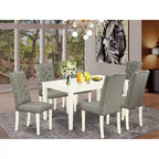 Set da pranzo rettangolare - Set da 7 pezzi con tavolo e sedie - Finitura bianco lino