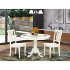 Set Tavolo da Pranzo Rotondo - Tavolo da 42 Pollici con 2 Sedie Moderne - Finitura Bianco Lino