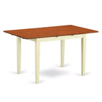 Set da pranzo rettangolare a 5 pezzi in lino bianco con top in legno massiccio, rivestito in tessuto, con prolunga a farfalla - 4 posti a sedere