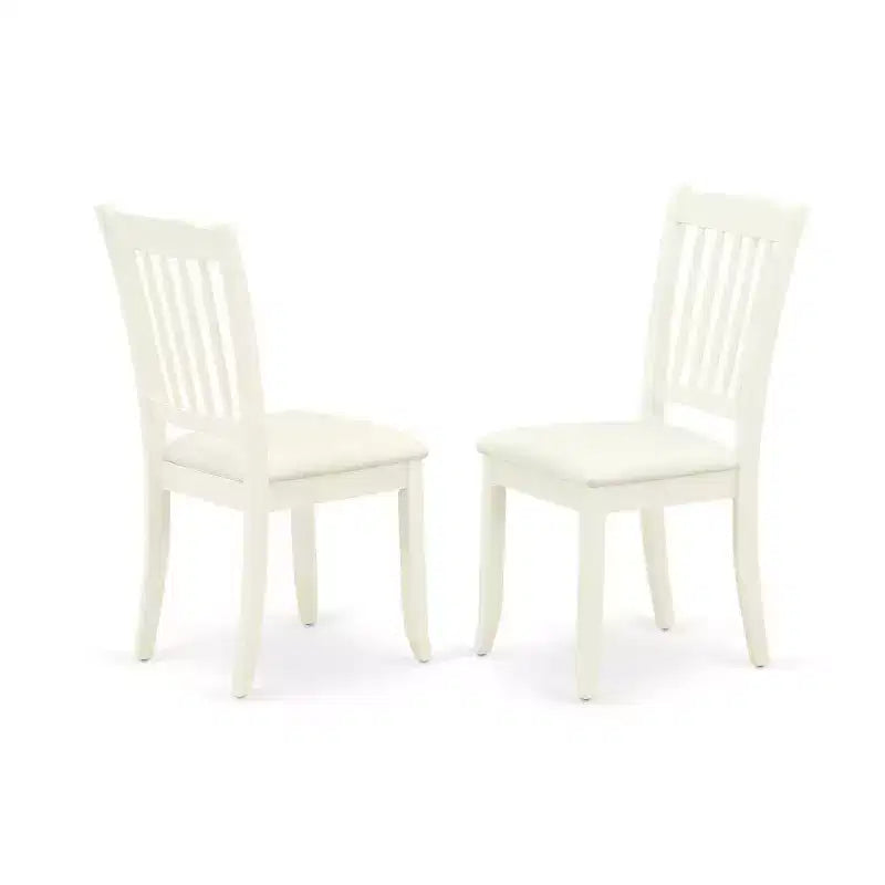 Set da pranzo rettangolare a 5 pezzi in lino bianco con top in legno massiccio, rivestito in tessuto, con prolunga a farfalla - 4 posti a sedere