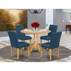 Set da pranzo vittoriano - Tavolo rotondo e sedie 5 pezzi - Elegante design Parsons - Finitura rovere - 42 pollici