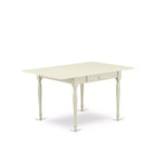 HomeStock 3-Pc Linen White Finish Rectangular Solid Wood Top with Dropleaf Dining Table Set