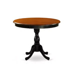 Set da Pranzo Imbottito con Piano in Legno Massello Finitura Nera e Ciliegia da 3 Pezzi - 4 Posti