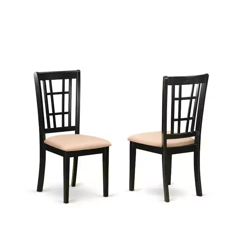 HomeStock 5-Piece Black and Cherry Finish Solid Wood Top Dining table with 4 Chairs with Slat Back