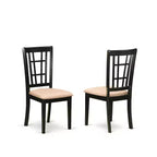 HomeStock 5-Piece Black and Cherry Finish Solid Wood Top Dining table with 4 Chairs with Slat Back