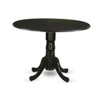 Set da pranzo 3 pezzi con piano in legno massello finitura nera - rotondo - 4 posti