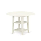 Set da pranzo in 5 pezzi con piano in legno massello finitura lino bianco rotondo - con ribalte - 4 posti