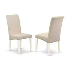 Set da pranzo in 5 pezzi con piano in legno massello finitura lino bianco rotondo - con ribalte - 4 posti