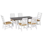 Patio Dining Set for 6, Outdoor Furniture Set with a Table & Chairs, Cushions, Umbrella Hole for Garden, or Poolside