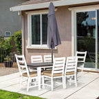 Set da pranzo da giardino per 6, Set di mobili da esterno con tavolo e sedie, cuscini, foro per ombrellone per giardino o piscina