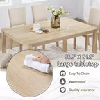 Set da pranzo moderno Fen da 6 pezzi con tavolo rettangolare in legno, 1 panca e 4 sedie rivestite in lino