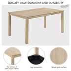 Set da pranzo moderno Fen da 6 pezzi con tavolo rettangolare in legno, 1 panca e 4 sedie rivestite in lino