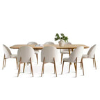Set da pranzo espandibile da 9 pezzi, tavolo allungabile da 240 cm effetto legno e 8 comode sedie con schienale curvo per cucina o sala da pranzo