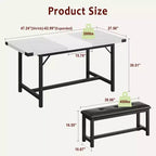 Set da Tavolo da Pranzo Estensibile 3 Pezzi con 2 Panche Imbottite, Set Dinette in Legno con Struttura in Metallo per 4-8 Persone, Cucina per Piccoli Spazi