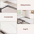 Set da Tavolo da Pranzo Estensibile 3 Pezzi con 2 Panche Imbottite, Set Dinette in Legno con Struttura in Metallo per 4-8 Persone, Cucina per Piccoli Spazi