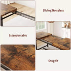 Set da Tavolo da Pranzo Estensibile 3 Pezzi con 2 Panche Imbottite, Set Dinette in Legno con Struttura in Metallo per 4-8 Persone, Cucina per Piccoli Spazi