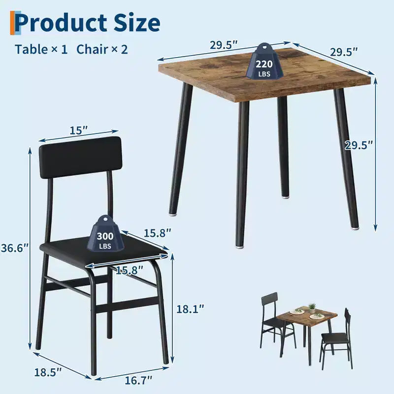 Set da tavolo da pranzo per 4 persone, tavolo da cucina in legno con 4 sedie imbottite, mobili salvaspazio per cucina e sala da pranzo per piccoli ambienti, appartamento