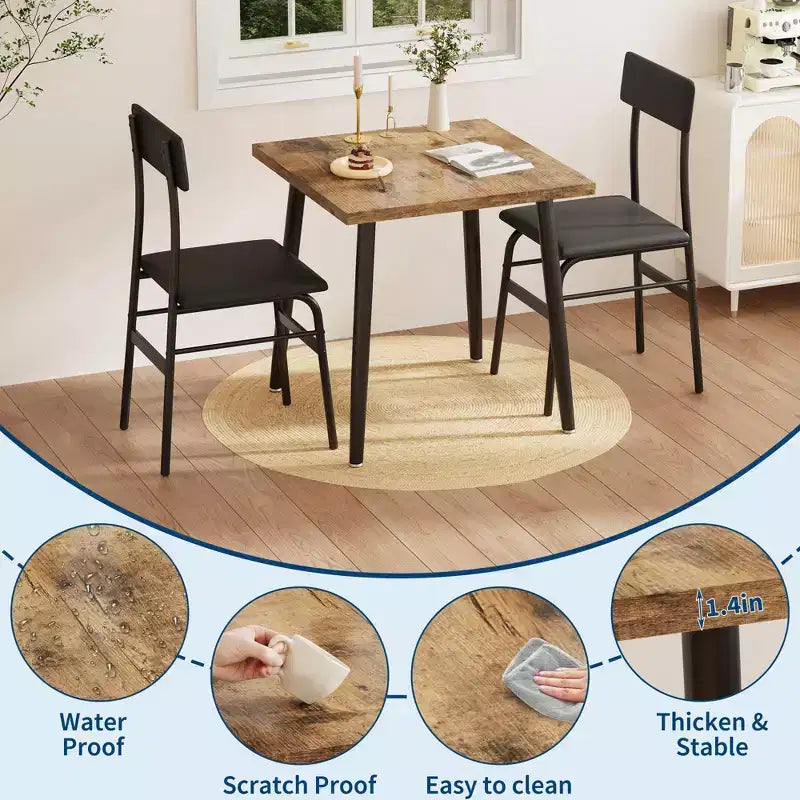 Set da tavolo da pranzo per 4 persone, tavolo da cucina in legno con 4 sedie imbottite, mobili salvaspazio per cucina e sala da pranzo per piccoli ambienti, appartamento