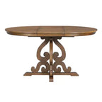 Set Tavolo da Pranzo per 4 Persone in Stile Rustico, Tavolo da Pranzo Rotondo Allungabile in Legno e 4 Sedie Imbottite, Set da Pranzo Retrò per Cucina