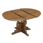 Set Tavolo da Pranzo per 4 Persone in Stile Rustico, Tavolo da Pranzo Rotondo Allungabile in Legno e 4 Sedie Imbottite, Set da Pranzo Retrò per Cucina