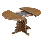Set Tavolo da Pranzo per 4 Persone in Stile Rustico, Tavolo da Pranzo Rotondo Allungabile in Legno e 4 Sedie Imbottite, Set da Pranzo Retrò per Cucina