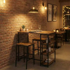 Set da Tavolo da Cucina da 3 Pezzi con Scaffali Contenitori e 2 Sgabelli da Bar - Tavolo da Pranzo in Ferro e Legno per Piccoli Spazi, Appartamenti