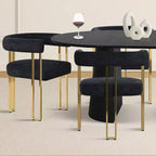 Set tavolo da pranzo allungabile da 47-83 pollici per 6 persone, tavolo nero e poltrone in ciniglia con gambe in metallo dorato, perfetto per sale da pranzo moderne