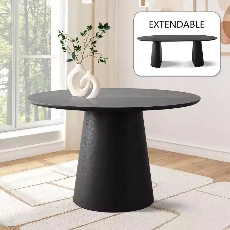 Set tavolo da pranzo allungabile da 47-83 pollici per 6 persone, tavolo nero e poltrone in ciniglia con gambe in metallo dorato, perfetto per sale da pranzo moderne
