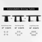 Set tavolo da pranzo allungabile da 47-83 pollici per 6 persone, tavolo nero e poltrone in ciniglia con gambe in metallo dorato, perfetto per sale da pranzo moderne