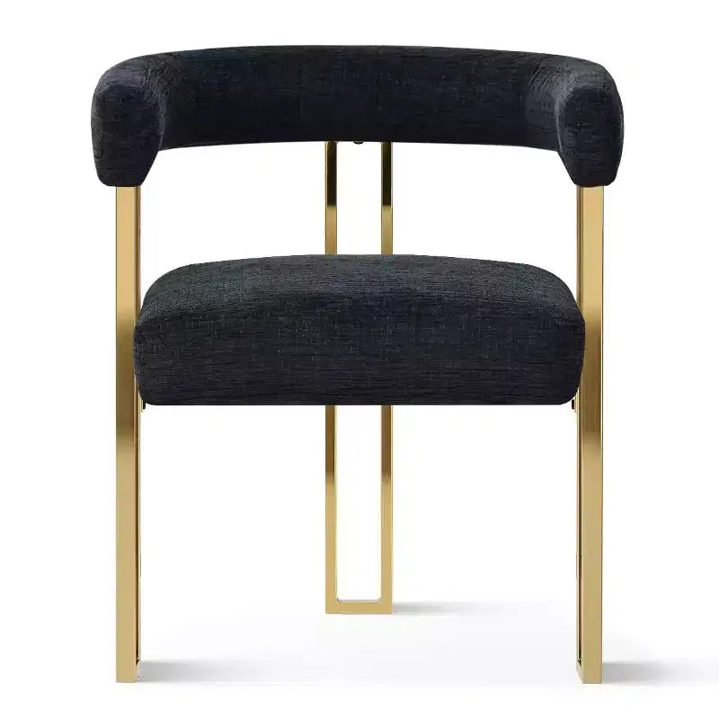 Set tavolo da pranzo allungabile da 47-83 pollici per 6 persone, tavolo nero e poltrone in ciniglia con gambe in metallo dorato, perfetto per sale da pranzo moderne