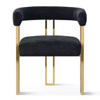 Set tavolo da pranzo allungabile da 47-83 pollici per 6 persone, tavolo nero e poltrone in ciniglia con gambe in metallo dorato, perfetto per sale da pranzo moderne