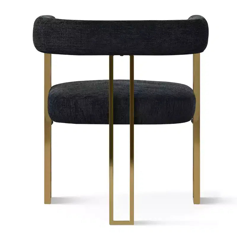 Set tavolo da pranzo allungabile da 47-83 pollici per 6 persone, tavolo nero e poltrone in ciniglia con gambe in metallo dorato, perfetto per sale da pranzo moderne