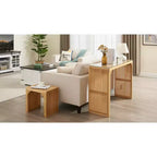 Set da tavolo e panca in legno di pino naturale con piano in vetro temperato, mobile versatile per ingresso, cucina, soggiorno