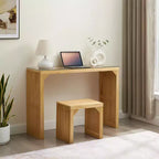 Set da tavolo e panca in legno di pino naturale con piano in vetro temperato, mobile versatile per ingresso, cucina, soggiorno