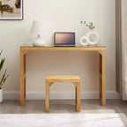 Set da tavolo e panca in legno di pino naturale con piano in vetro temperato, mobile versatile per ingresso, cucina, soggiorno