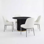Set da pranzo Linnea Industrial da 5 pezzi con sedie imbottite e tavolo rotondo con base a piedistallo