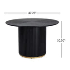 Set da pranzo Linnea Industrial da 5 pezzi con sedie imbottite e tavolo rotondo con base a piedistallo