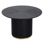 Set da pranzo Linnea Industrial da 5 pezzi con sedie imbottite e tavolo rotondo con base a piedistallo