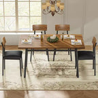 Set da pranzo di 5 pezzi in legno per 4 persone, tavolo con bordi lisci e 4 sedie imbottite, set da pranzo compatto per cucina per appartamenti e piccoli spazi