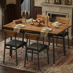 Set da pranzo di 5 pezzi in legno per 4 persone, tavolo con bordi lisci e 4 sedie imbottite, set da pranzo compatto per cucina per appartamenti e piccoli spazi