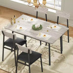 Set da pranzo di 5 pezzi in legno per 4 persone, tavolo con bordi lisci e 4 sedie imbottite, set da pranzo compatto per cucina per appartamenti e piccoli spazi