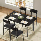 Set da pranzo di 5 pezzi in legno per 4 persone, tavolo con bordi lisci e 4 sedie imbottite, set da pranzo compatto per cucina per appartamenti e piccoli spazi