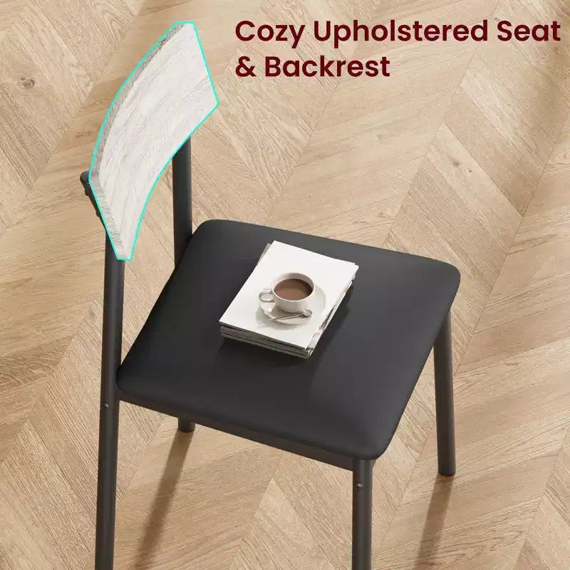 Set da pranzo di 5 pezzi in legno per 4 persone, tavolo con bordi lisci e 4 sedie imbottite, set da pranzo compatto per cucina per appartamenti e piccoli spazi