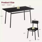 Set da pranzo di 5 pezzi in legno per 4 persone, tavolo con bordi lisci e 4 sedie imbottite, set da pranzo compatto per cucina per appartamenti e piccoli spazi